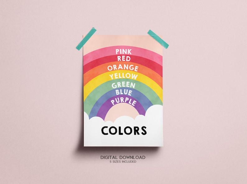 Rainbow Colors Educational Print- Classroom Wall Decor, Learning Homeschool Print, Kids Room Art, Montessori, Digital Download image 2