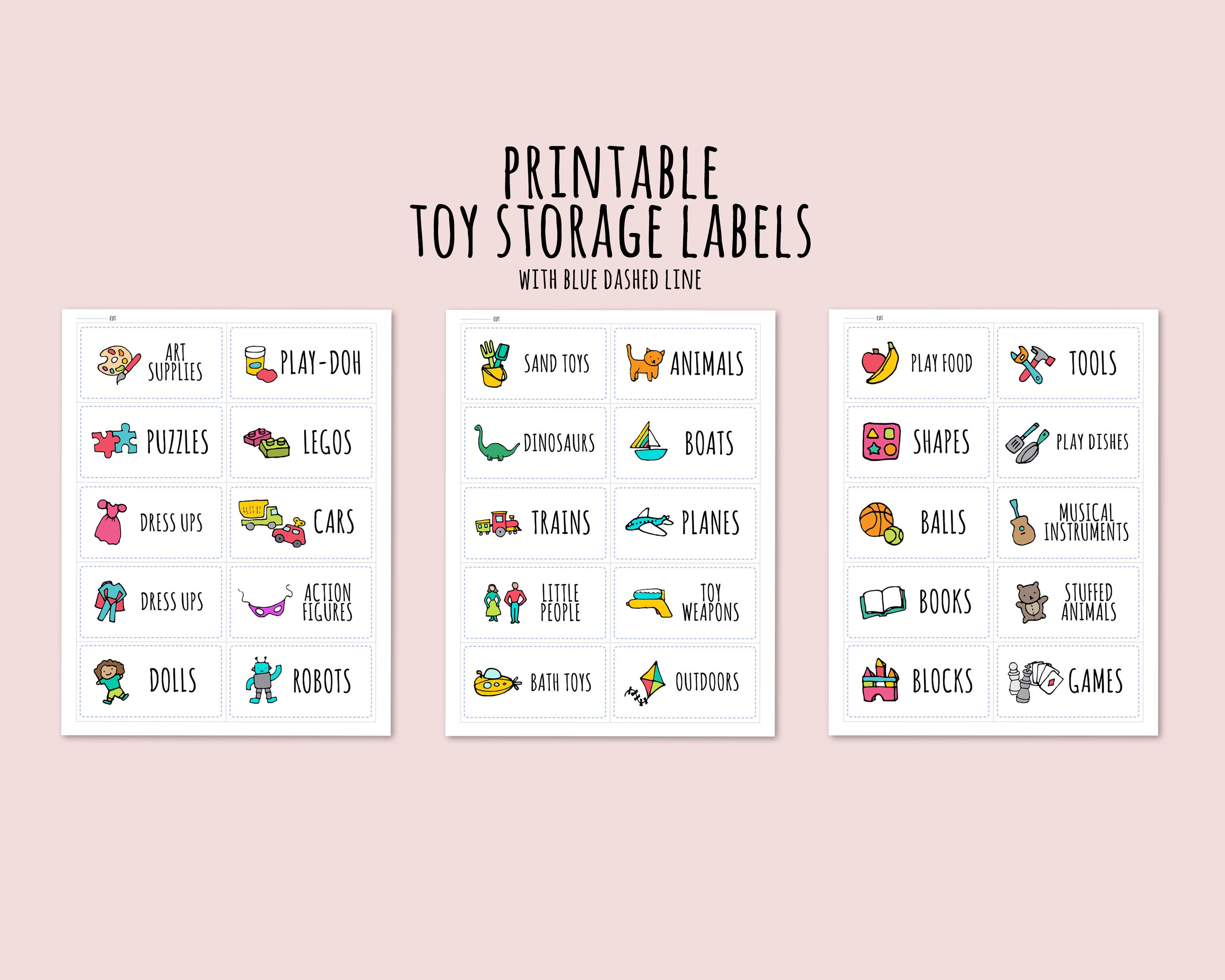 30 Étiquettes de rangement de salle de jouets pour enfants Étiquettes  dorganisation imprimables bleu -  Canada