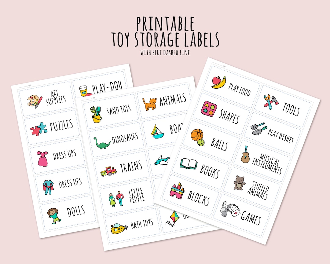 30 Kids Toy Room Storage Labels Organization Labels Printable Blue Etsy