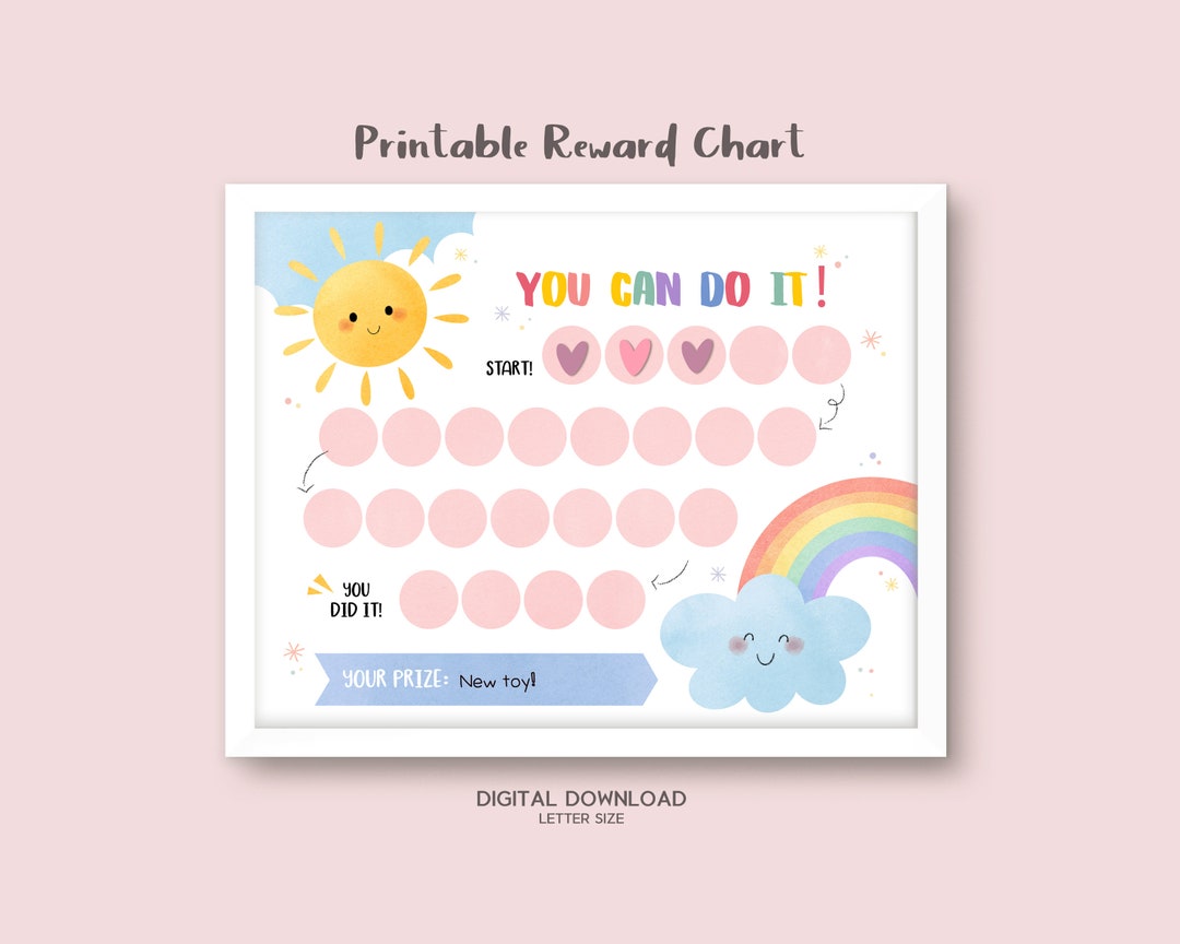 Printable Rainbow Reward Chart, Girl's Sticker Chart, Instant Download ...