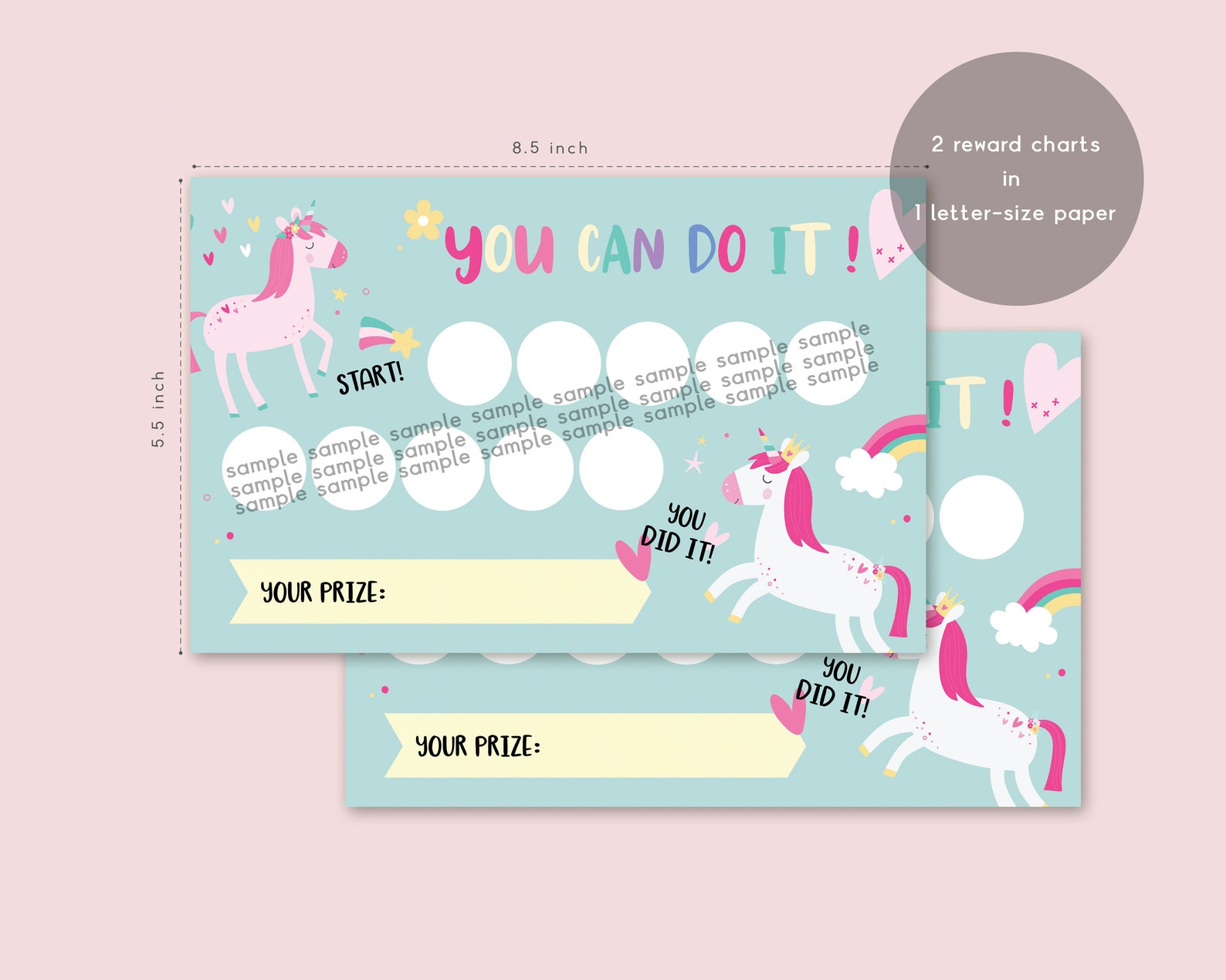 Mini Size Printable Unicorn Potty Chart With 10 Circle, Small Sticker ...