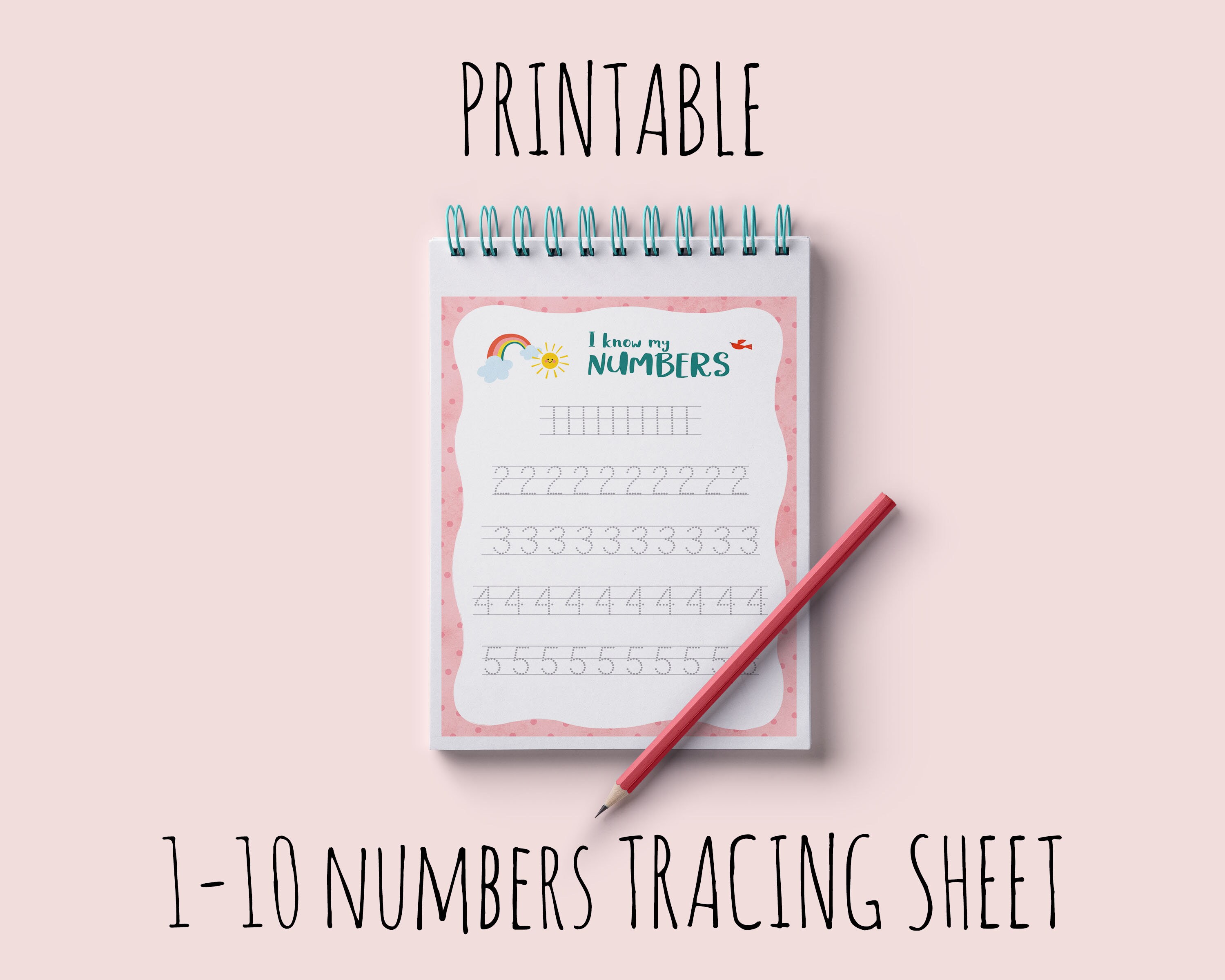 1 10 rainbow home school tracing sheets numbers tracing etsy