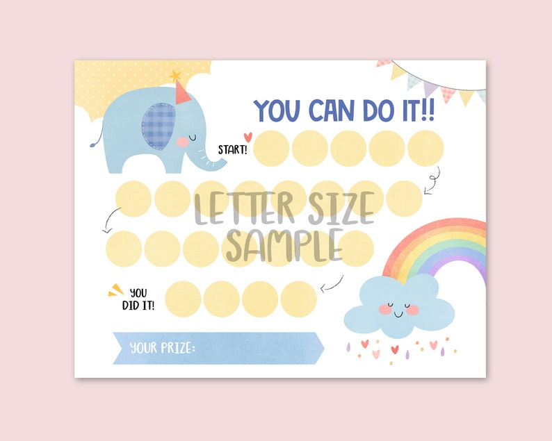 Printable Elephant Reward Chart, Kids Sticker Chart, Instant Download ...