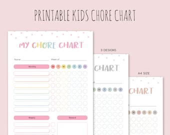 Printable Kids Chore Chart- Chore Chart for Kids, my responsibilities, Kids Reward Chart, Kids Schedule, Routine Chart, Kids Task Chart