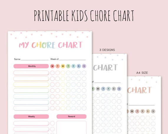 Printable Kids Chore Chart Chore Chart for Kids My - Etsy
