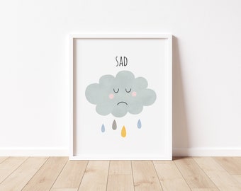 Sad Cloud Rainbow Kids Room Print, Cloud Rainbow Wall Art, for Nursery Room, Instant Download PRINTABLE