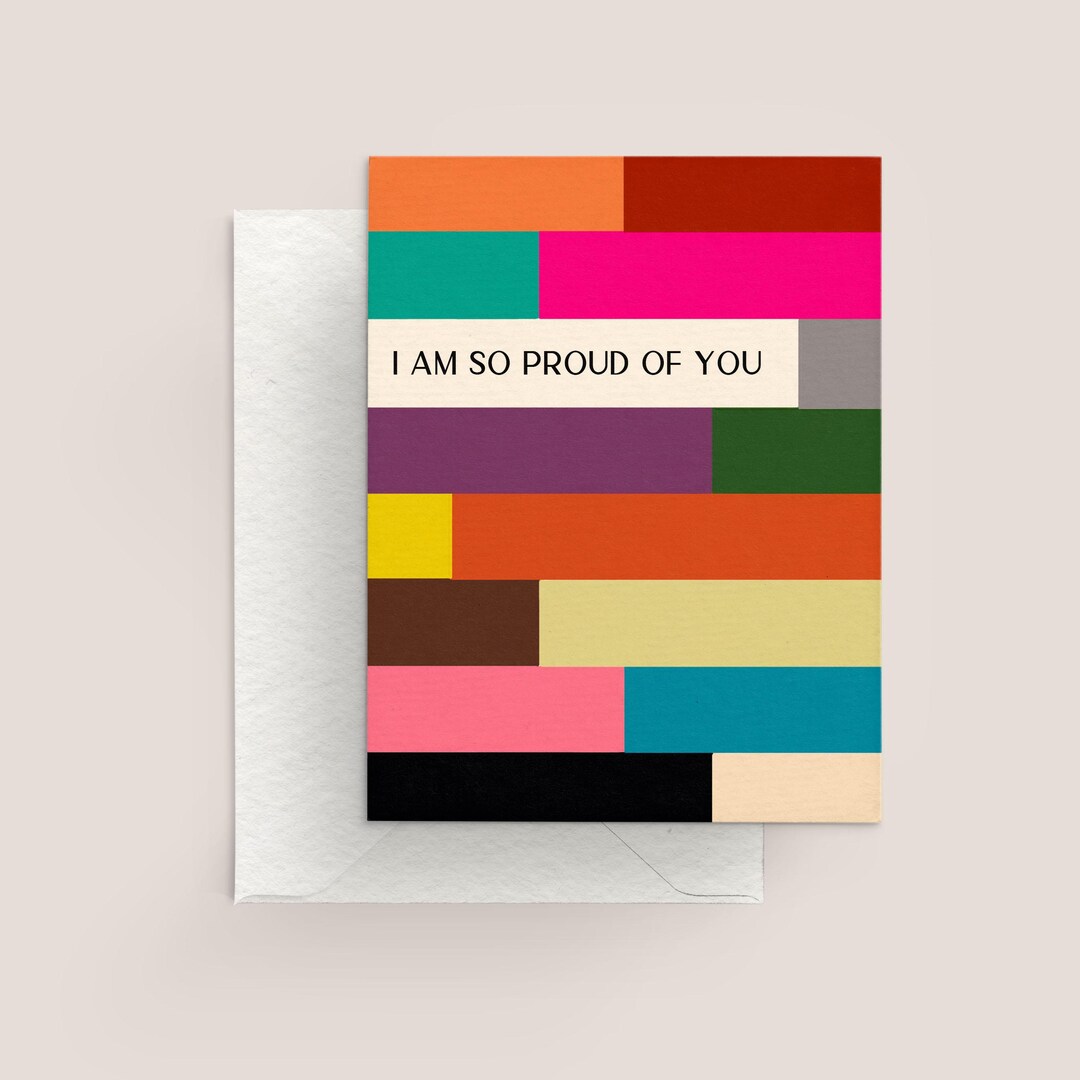 I Am so Proud of You Card, Encouragement Greeting Card, Geometric ...