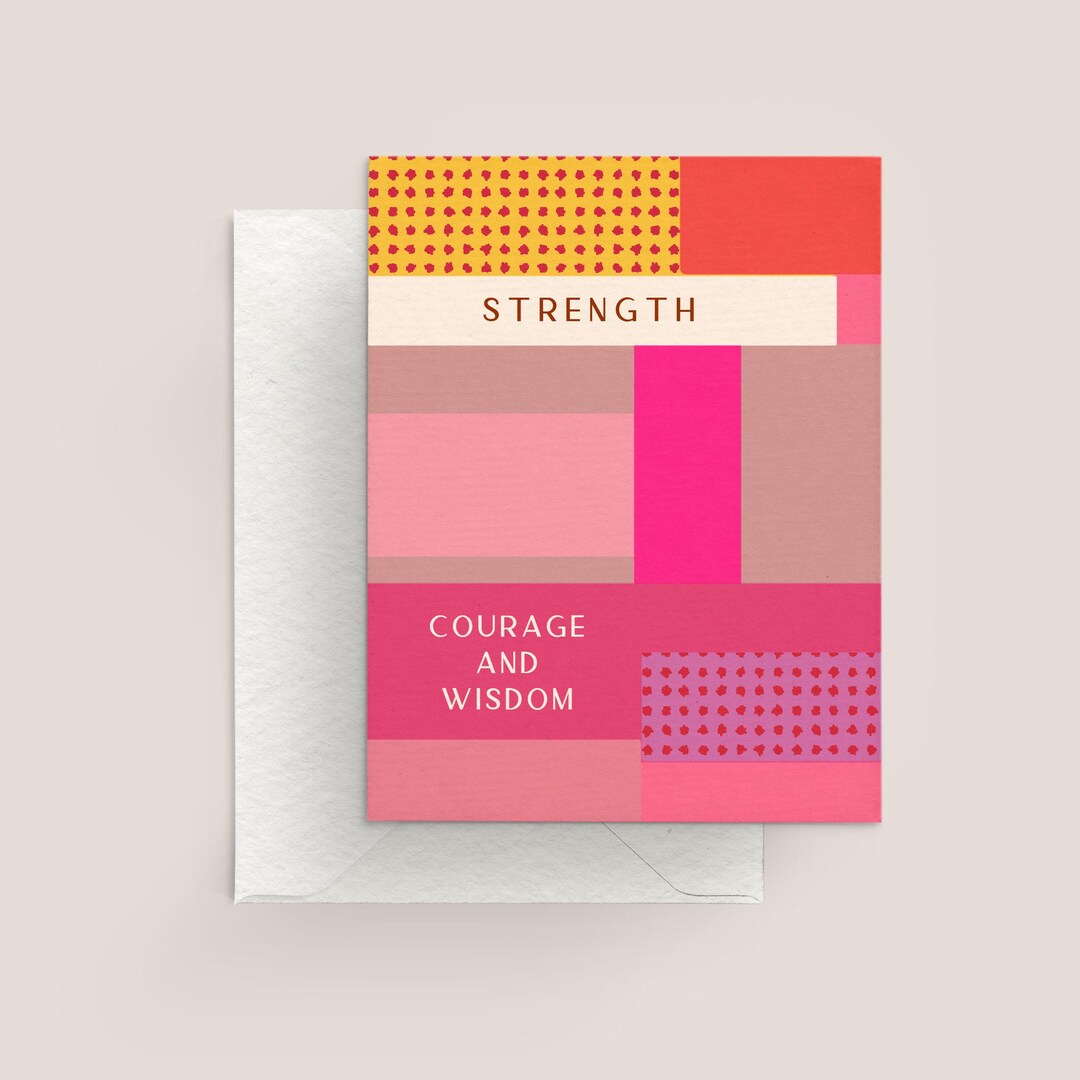 Strength Greeting Card, Courage and Wisdom Inspirational Card, Pink ...