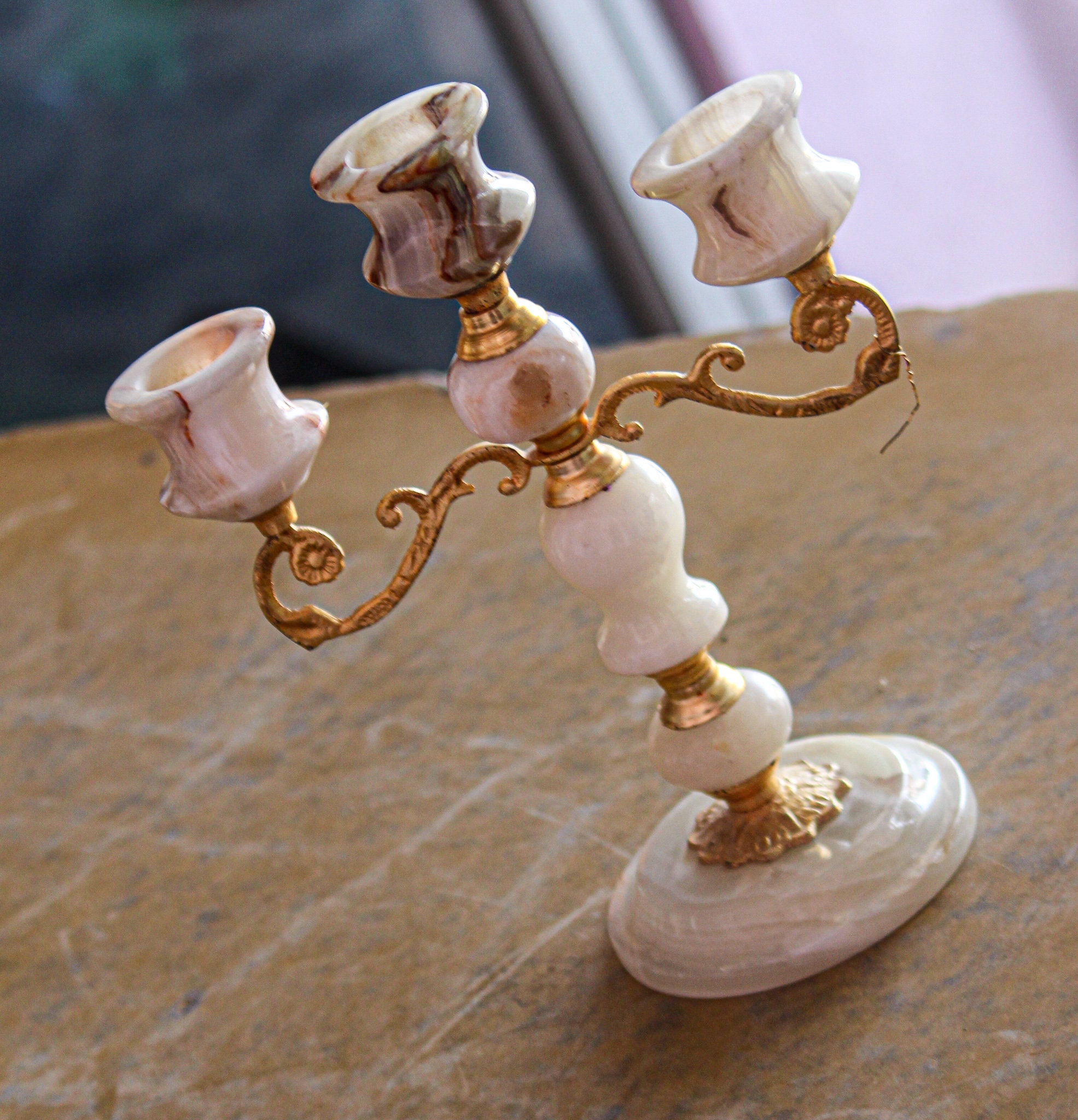 Vintage Marble Candlestick Holder Boho Candle Holder White Etsy