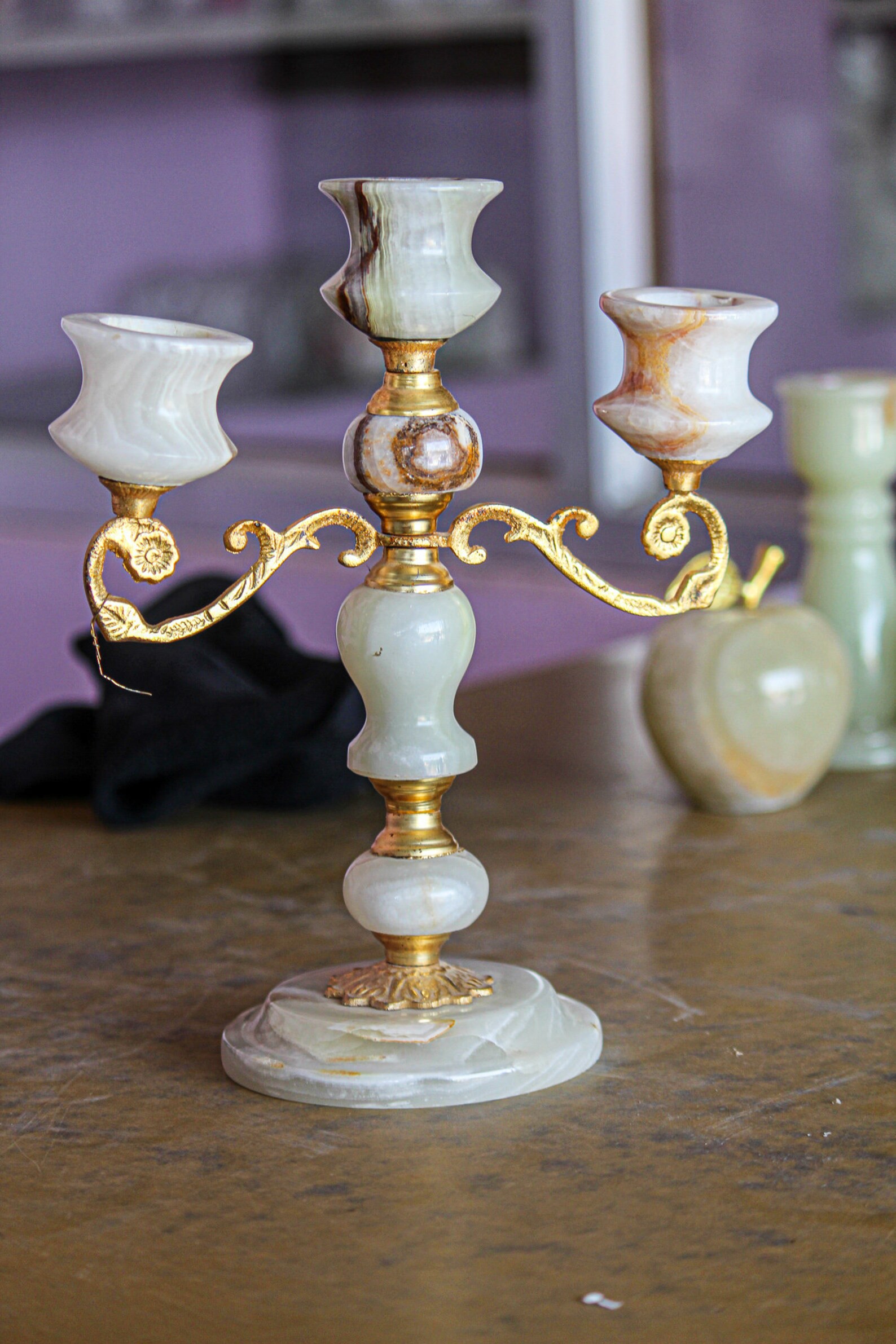 Vintage Marble Candlestick Holder Boho Candle Holder White Etsy