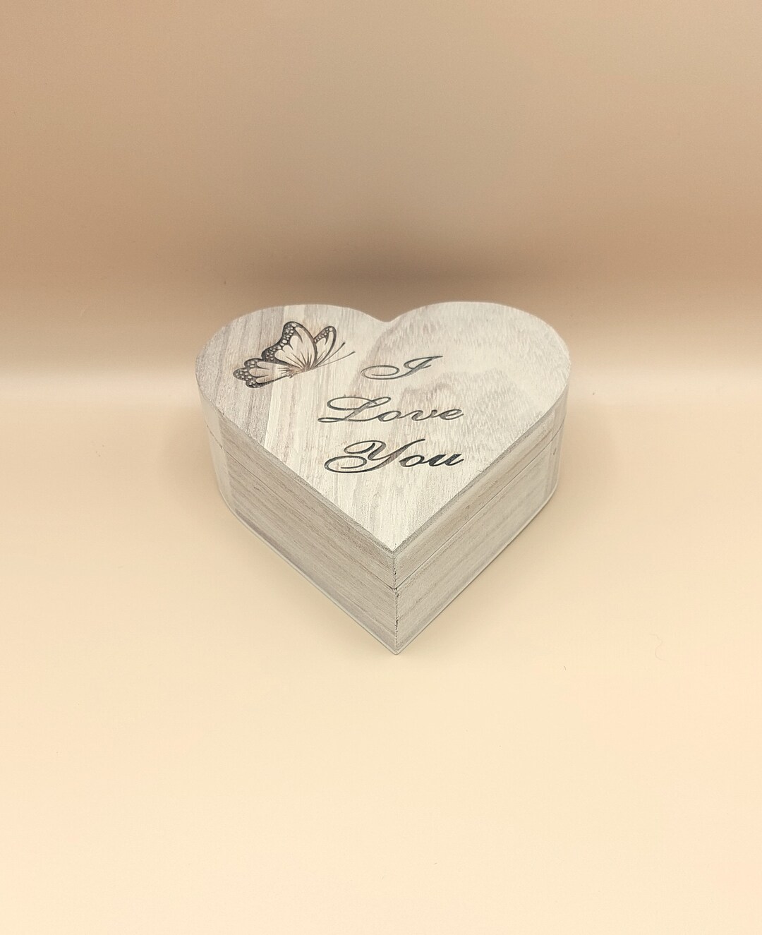 Butterfly Heart Wooden Box Personalise With Your Own Message - Etsy UK