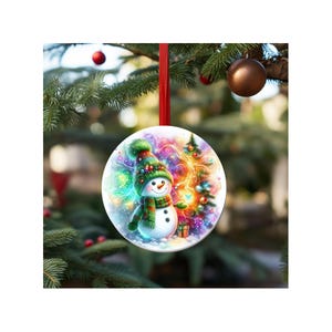 Christmas Ornament, Christmas Decoration, Holiday Gift Idea, Heirloom Keepsake, Round Ceramic, Gift Exchange, Gift Idea, Xmas Tree