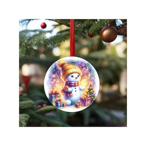 Christmas Ornament, Christmas Decoration, Holiday Gift Idea, Heirloom Keepsake, Round Ceramic, Gift Exchange, Gift Idea, Xmas Tree