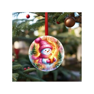 Christmas Ornament, Christmas Decoration, Holiday Gift Idea, Heirloom Keepsake, Round Ceramic, Gift Exchange, Gift Idea, Xmas Tree