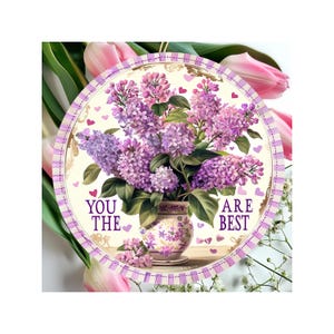 Mothers Day Ornament, Spring Decoration, Holiday Gift Idea, Heirloom Keepsake, Round Ceramic, Gift Exchange, Gift Idea.
