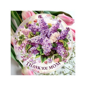 Mothers Day Ornament, Spring Decoration, Holiday Gift Idea, Heirloom Keepsake, Round Ceramic, Gift Exchange, Gift Idea.