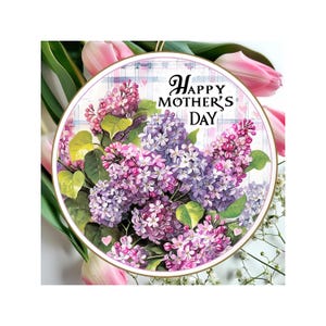Mothers Day Ornament, Spring Decoration, Holiday Gift Idea, Heirloom Keepsake, Round Ceramic, Gift Exchange, Gift Idea.