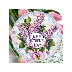 Mothers Day Ornament, Spring Decoration, Holiday Gift Idea, Heirloom Keepsake, Round Ceramic, Gift Exchange, Gift Idea.