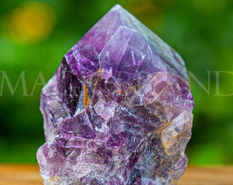 Purple Fluorite Crystal Point, Freeform Carving, Spiritual Healing