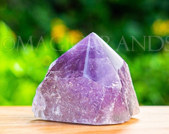 Purple Amethyst Point, Raw Healing Crystal, Cut Base