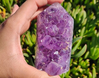 Amethyst Druzy Cathedral with Agate Cut Base, Third Eye Crystal