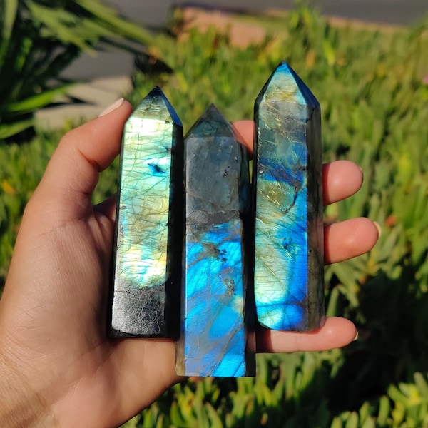 High Flash Labradorite Point | Natural Labradorite Tower| Heart Chakra| Home Decor Protection Crystal |Purification Crystal| Detox Crystal