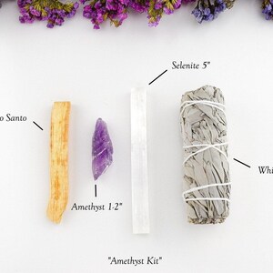 White Sage Smudge Kit, Palo Santo, Selenite, Crystal Infusion image 2