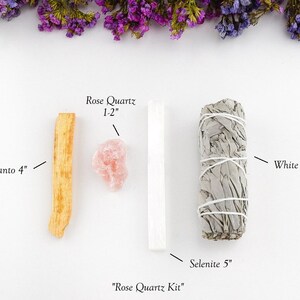 White Sage Smudge Kit, Palo Santo, Selenite, Crystal Infusion image 4