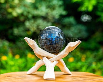 Boule de cristal labradorite, sphère de pierres précieuses, décoration de guérison énergétique (2,5-3 pouces)