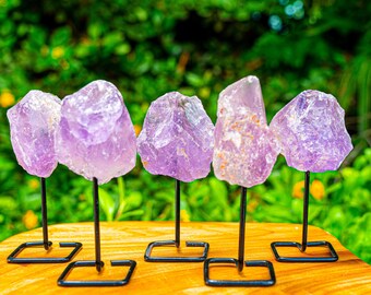 Raw Amethyst Crystal on Stand, Madagascar Gemstone