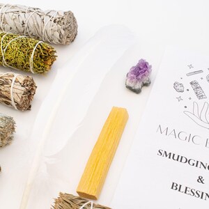 Kit di smudge di salvia, ametista, palo santo, erbe curative immagine 6
