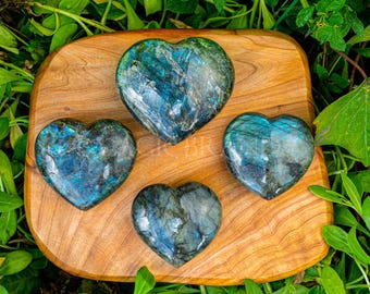 Flashy Labradorite Heart Stone, Natural Gemstone, Healing Crystal