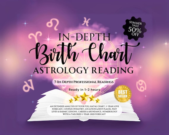 In Depth Natal Chart Reading, Birth Chart Astrology Reading, Full Personalized Natal Chart Analysis Report + 1 Year Love Astrology Forecast