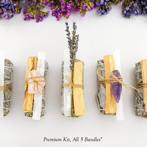 White Sage Smudge Kit, Palo Santo, Selenite, Crystal Infusion image 7