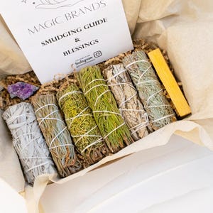 Kit di smudge di salvia, ametista, palo santo, erbe curative immagine 5