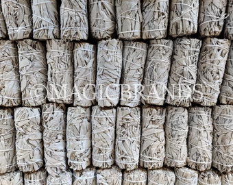 White Sage Smudge Wholesale Bulk Bundles: Choose 10, 20, 50, or 100 Sticks (4" White Sage Sage Bundle, Smudge Stick) Ethically Harvested