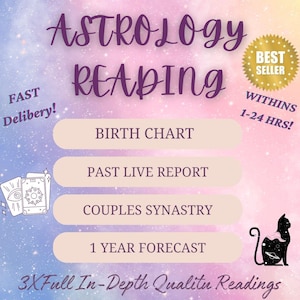 In Depth Natal Chart Reading, Birth Chart Astrology Reading, Full Personalized Natal Chart Analysis Report + 1 Year Astrology Forecast