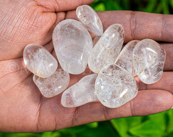 1 lb Bulk Clear Quartz Tumbled Healing Stones  - Polished Gemstones for Meditation  Energy Work