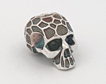 sterling silver stippled skull bead