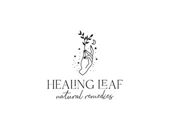 Mystic Logo, Hand Logo, Celestial Logo, Moon Logo, Magic Logo, Esoteric Logo, Botanical Logo, Beauty Logo, Handmade Logo, Healing Logo
