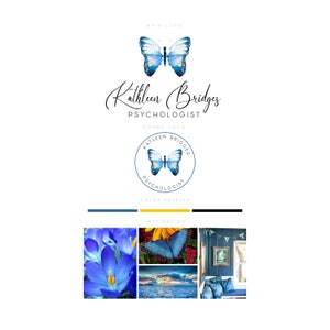 Psicólogo, logotipo de borboleta, logotipo de educação, terapeuta, aconselhamento pessoal, logotipo de treinador de vida, cartão de visita, kit de logotipo do Facebook