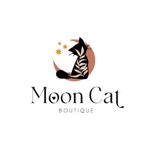 Mystic Logo, Cat Logo, Celestial Logo, Moon Logo, Magic Logo, Esoteric Logo,  PhotographyLogo, Beauty Logo, Boho Logo