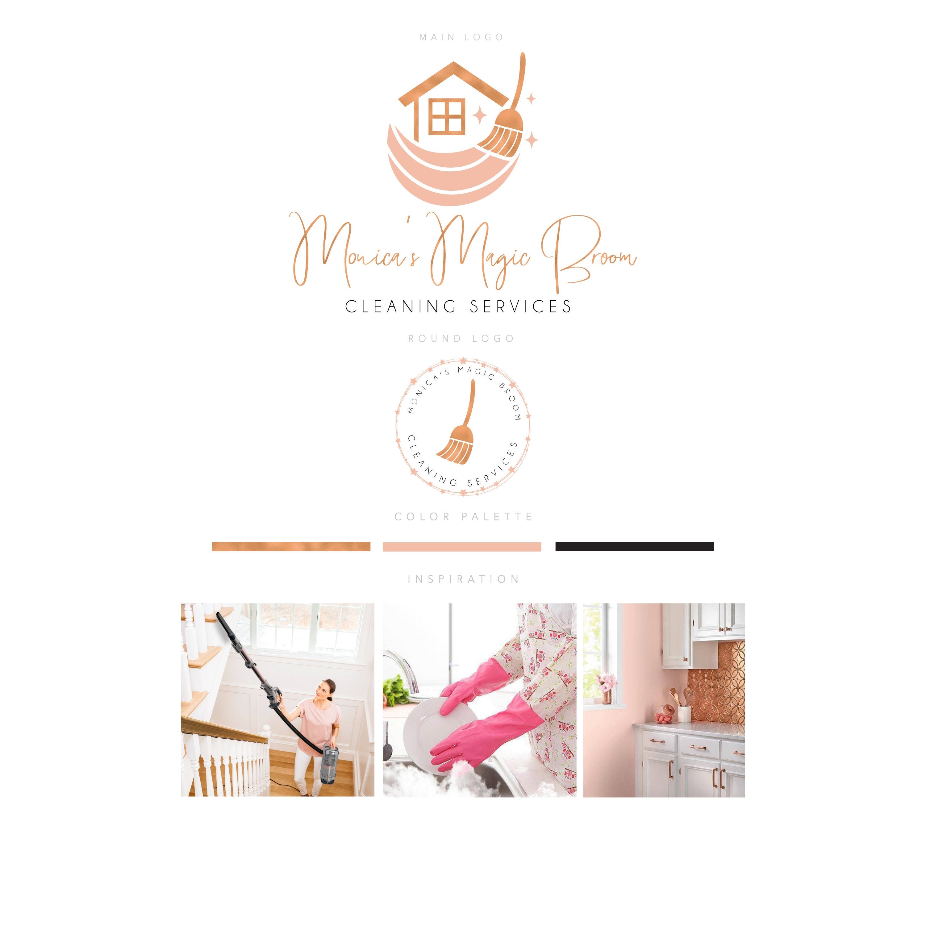 Cleaning Services, Cleaning Home Office Logo, Cleaning Company Branding