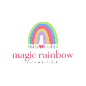 Logo arcobaleno, Logo per bambini, Logo del cuore, Logo della moda per bambini, Logo dell'evento per bambini, Logo per bambini dell'asilo nido, Logo del bambino, Logo del marchio, Logo Boho