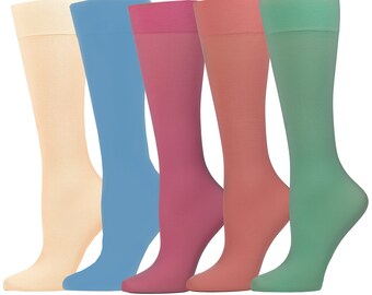 Celeste Stein Pastel Combo Women's Therapeutic Compression Knee High Socks - Regular and Queen Sizes