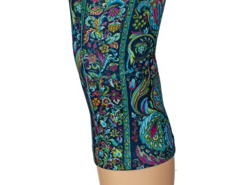 Supporto ginocchio donna - Taglie regolari (S-XL) e Queen (1X-3X) -Blu Multi Versache Paisley - Spedizione veloce negli Stati Uniti