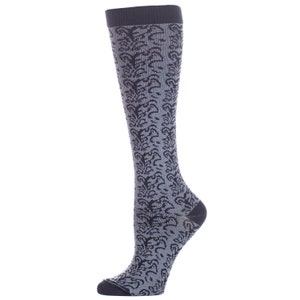 Women's Compression Socks Black and Gray Lace Knit 8-15mmHg Compression Nurse Travel