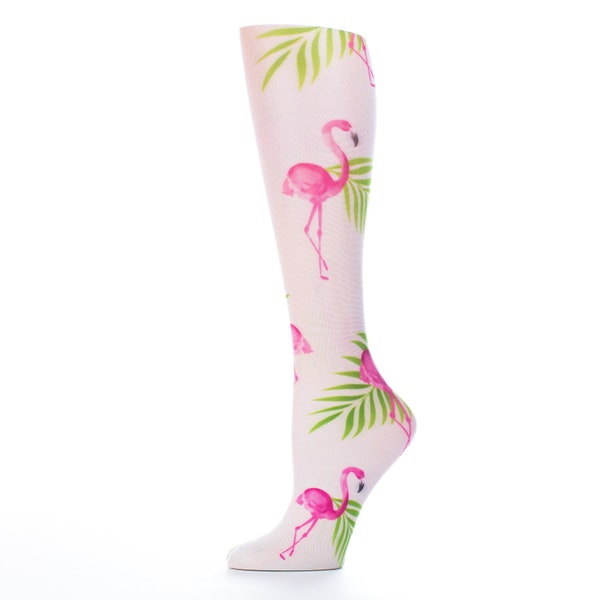 Celeste Stein Flamingo Women's Therapeutic Compression Knee High Socks - Regular and Queen Sizes