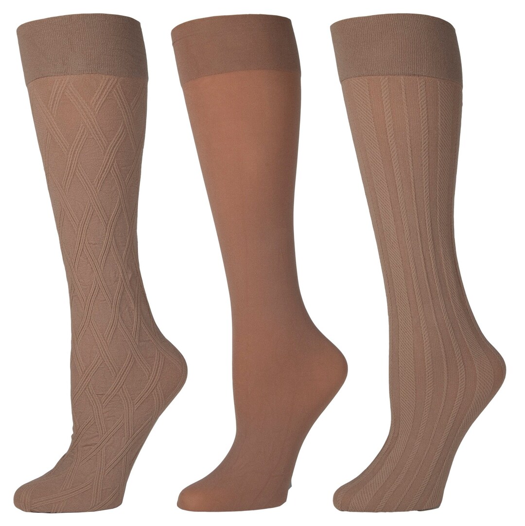 Celeste Stein 3 Pairs Wide Calf Wide Foot Queen Size Trouser Socks for
