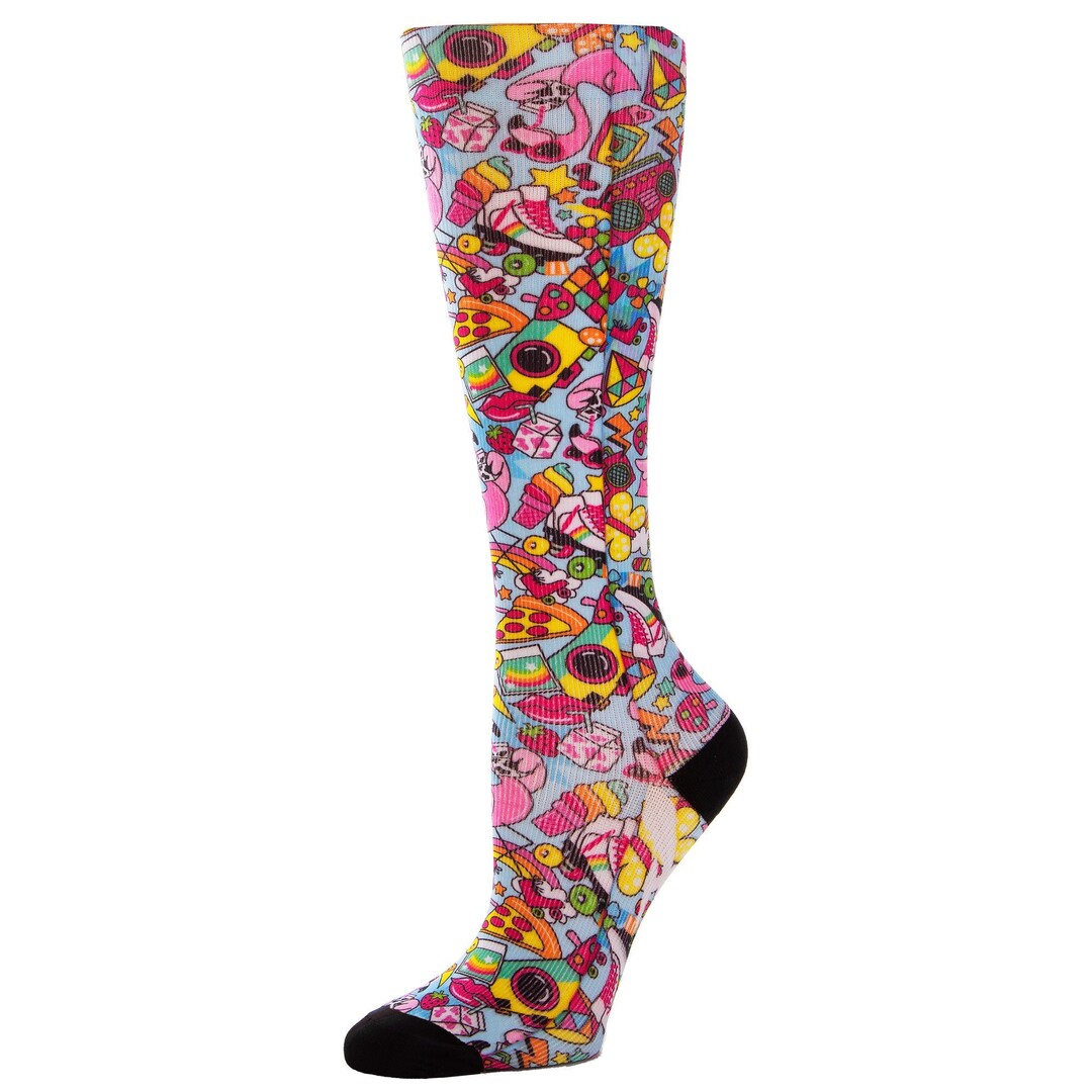 Women's Compression Socks Multi 80s Icons Knit 8-15mmhg Regular and ...